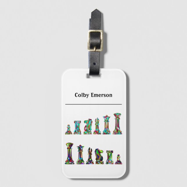 Spelspelare Regnbåge Färg Chess Delar set Bagagebricka (Framsida vertikal)