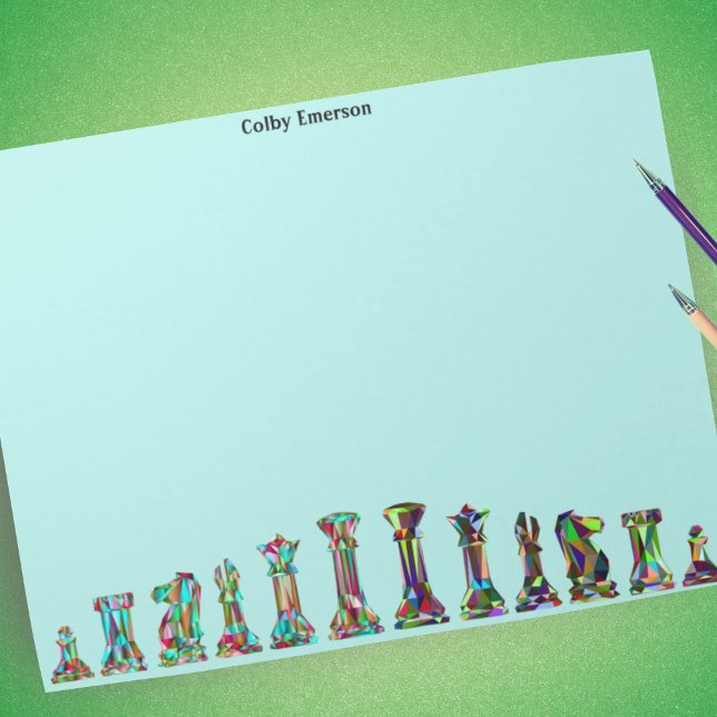 Spelspelare Regnbåge Färg Chess Delar Set Teal Anteckningsblock (Skapare uppladdad)