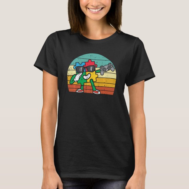Spelspelaren Dab Game Controller Autism Awareness  T Shirt (Framsida)