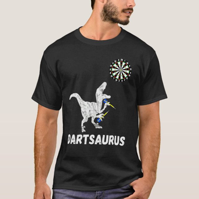 Spelspelaren Darts Dinosaur Board Game Darts T Shirt (Framsida)