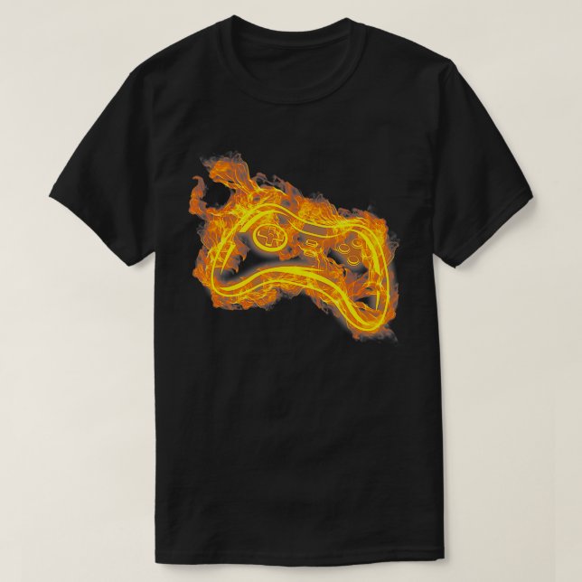 Spelspelaren Flame Video Game Gamer för brandspels T Shirt (Design framsida)