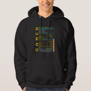 Spelspelaren Nutrition Facts Funny Gaming Gamer Hoodie