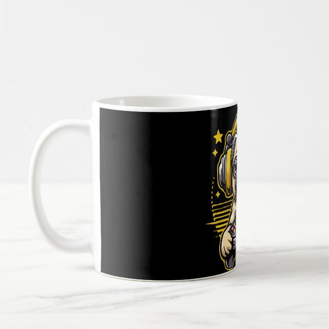 Spelspelaren Pug Gaming Pugs Video Game Gift Kaffemugg (Vänster)