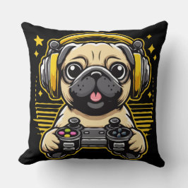 Spelspelaren Pug Gaming Pugs Video Game Gift Kudde