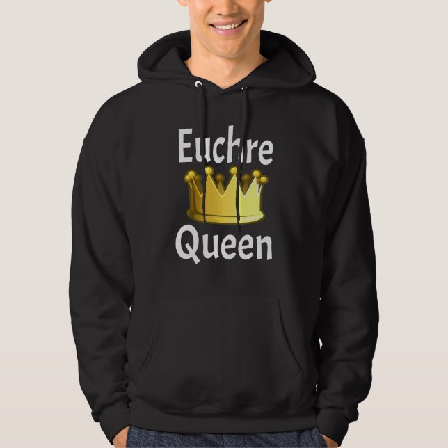 Spelspelarspel för Euchre Queen Krona-kort Hoodie (Framsida)