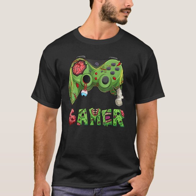 Spelspelarstyrenhet för Gamer Zombie Video Game Pl T Shirt (Framsida)