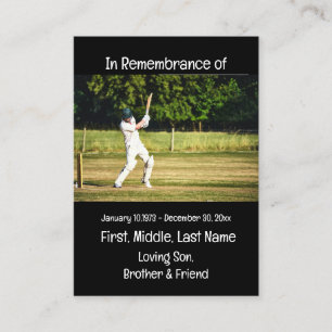 Spelspelet Memorial Keepsakcricket Player Visitkort