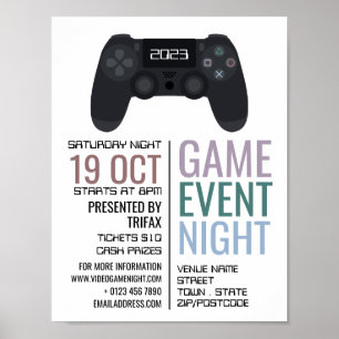 Spelstyrenhet, annonsering om videospelarhändelser poster