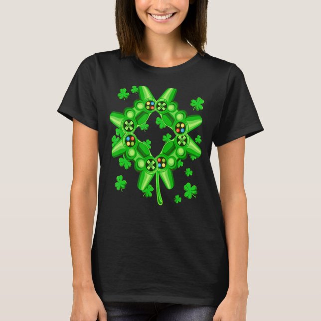 Spelstyrenhet för videospel Shamrock Game Controll T Shirt (Framsida)
