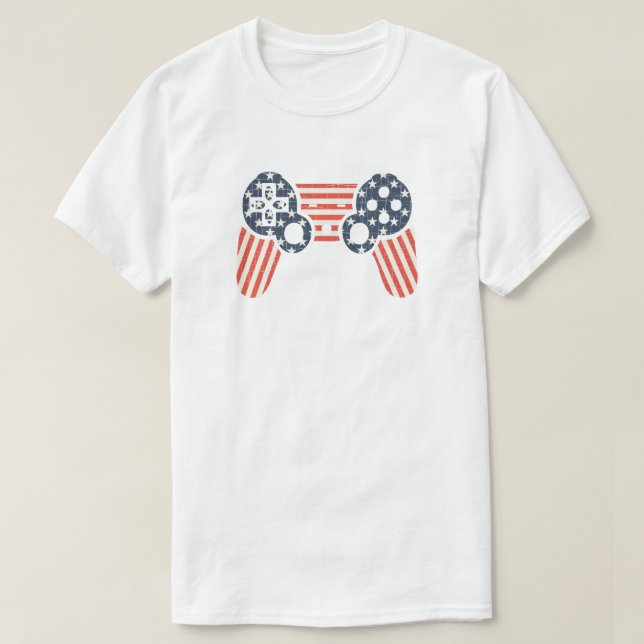 Spelstyrenhet för vintage USA flagga T Shirt (Design framsida)