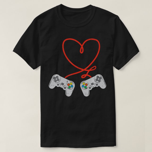 Spelstyrenhet Heart Manar Valentines day Gamer Bo T Shirt (Design framsida)