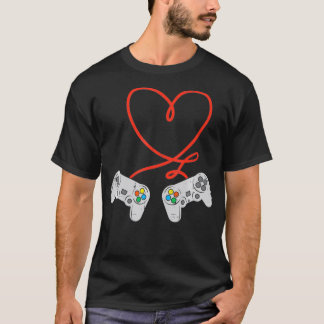 Spelstyrenhet Heart Manar Valentines day Gamer Bo T Shirt