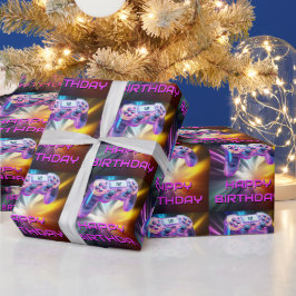 Spelstyrenhet rosa Video Gamer party-barn Presentpapper