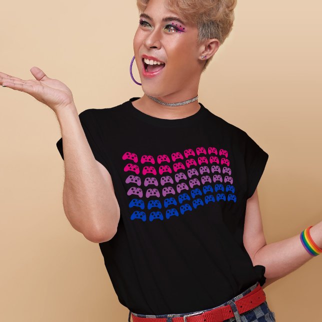Spelstyrenheter för spel i Flagga för spelvisuellt T Shirt (Mockup of t-shirt on an LGBT youth. Photo by our-team on Freepik)