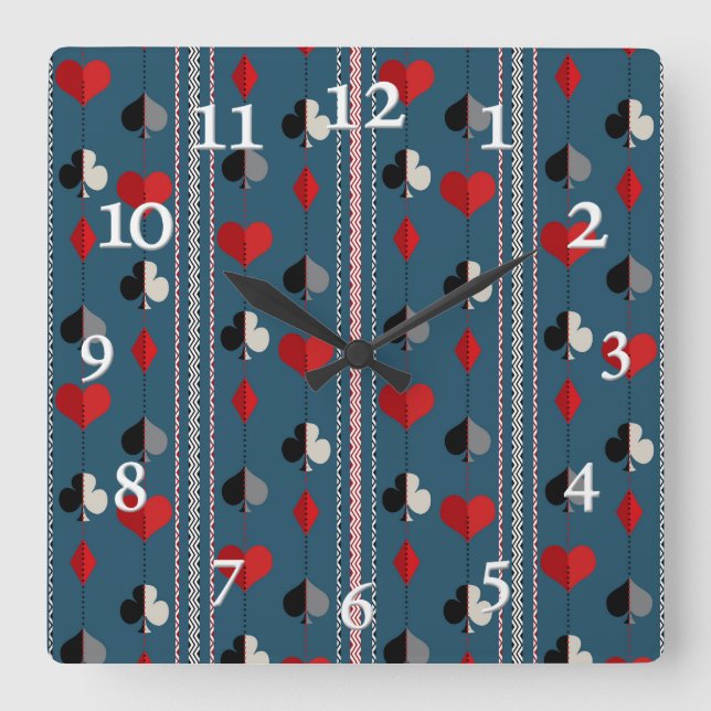 Spelsymboler för kort. För pokervänner. Fyrkantig Klocka (Framsida)