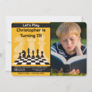 Speltema för födelsedagsschackinbjudan med Bild Inbjudningar