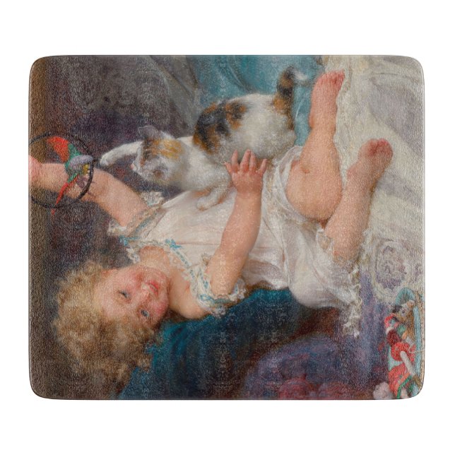 Speltid: Flickan spelar med sin Pet Kitten (Framsidan)