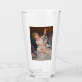 Speltid: Flickan spelar med sin Pet Kitten Glaskopp