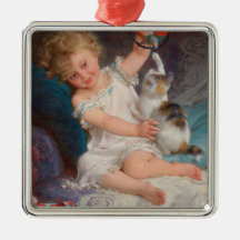 Speltid: Flickan spelar med sin Pet Kitten