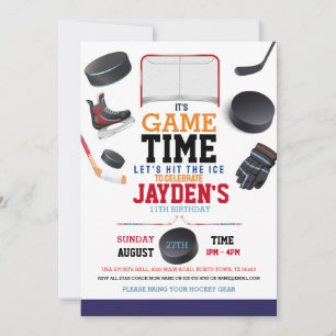 Speltid Ice Hockey Sports Birthday Inbjudningar