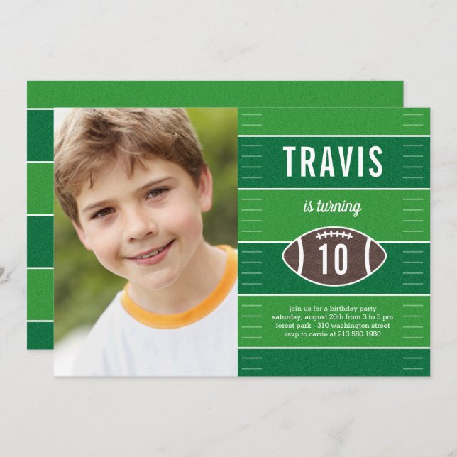 Speltidsfotboll Födelsedagsfest inbjudan (Fram/baksida)