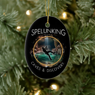 Spelunking, Caves and Discovery Spelunker Natural Julgransprydnad Keramik