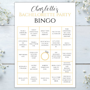 Spelutmaning för Bachelorette Bingo Guld Hen Party Kort