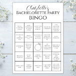 Spelutmaning för Bachelorette Bingo Hen Party Kort<br><div class="desc">Bachelorette bingo är en perfekt för bakteriorettpartiet/hen party. Den här utmaningen med bingo-spelkortet har minimalistisk svartvit design med silver ring. Redigera mallen för att göra den unik. Klicka - personalisera - för att lägga till din anpassning.</div>