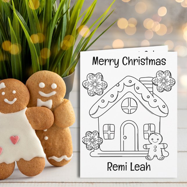 Spelverksamhet - julfärgning och spel kort (This Gingerbread card is a delightful canvas for kids to express their holiday creativity. Order now)