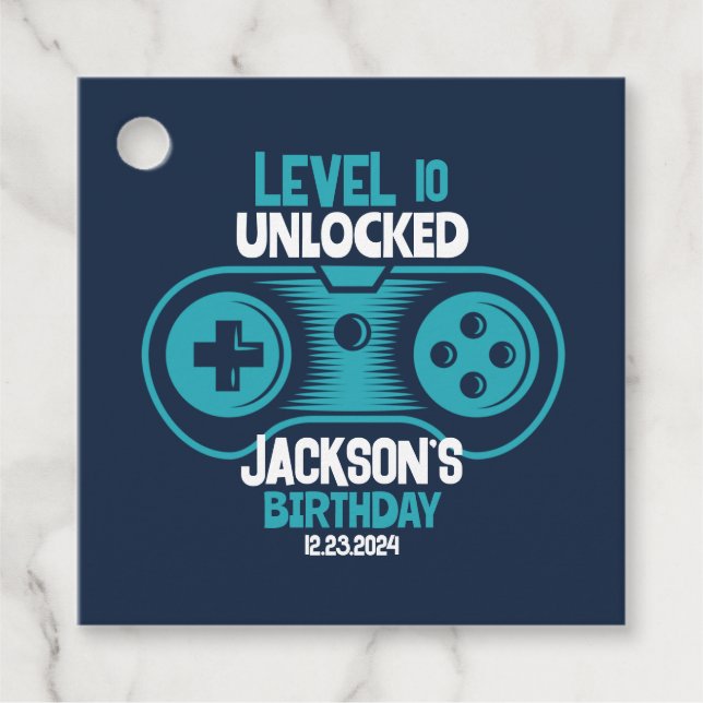 Spelvideospelstema Gamer Boy Födelsedagsfest Gåvor Etiketter (Framsida)