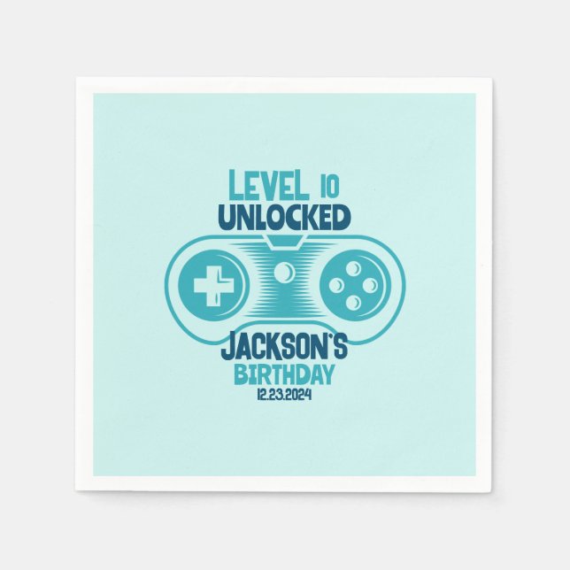 Spelvideospelstema Gamer Boy Födelsedagsfest Pappersservett (Framsidan)