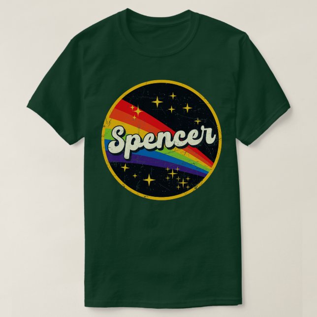 Spencer Rainbow in Space Vintage GrungeStyle T Shirt (Design framsida)