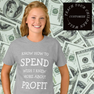 SPEND/PROFIT Typografi Anpassningsbar Födelsedag T Shirt