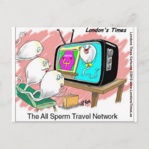 Sperm Travel Network Funny Cards Tees & Gifts Vykort