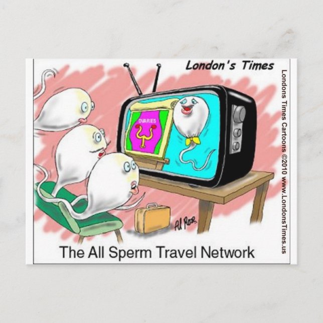 Sperm Travel Network Funny Cards Tees & Gifts Vykort (Framsida)