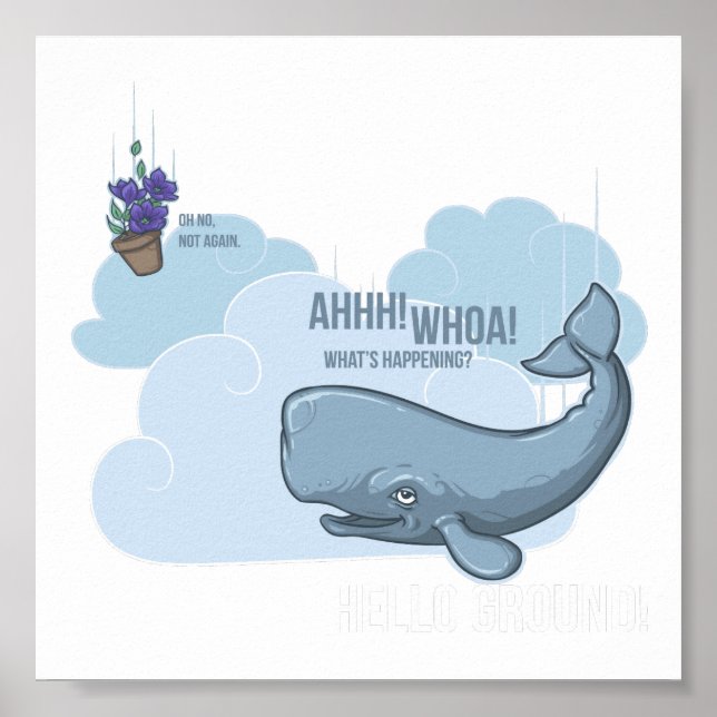 Sperm Whale and Bowl of Petunias Poster (Framsidan)