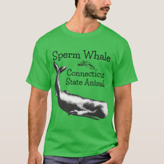 Sperm Whale Connecticut State Animal Line Drawing T Shirt