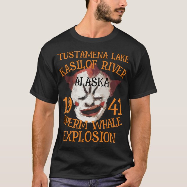 Sperm Whale Explosion TUSTAMENA SJÖ ALASKA T Shirt (Framsida)