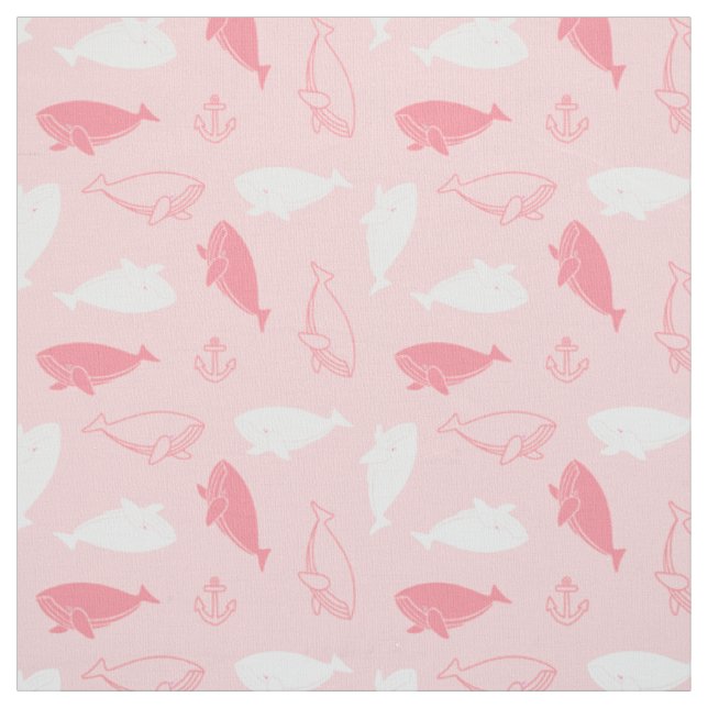 Sperm Whale Mönster (Rosa) Fabric Tyg (Provkarta)