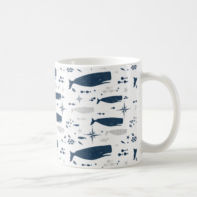 SPERM WHALE WHITE BLUE MED STRUKTUR KAFFEMUGG (Höger)