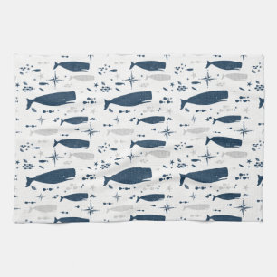 SPERM WHALE WHITE BLUE MED STRUKTUR KÖKSHANDDUK