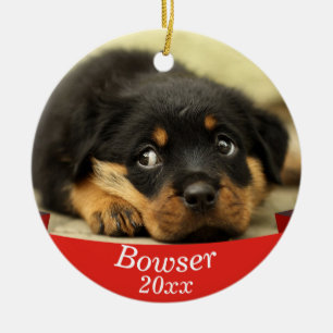 Spetfoto med juldatum julgransprydnad keramik