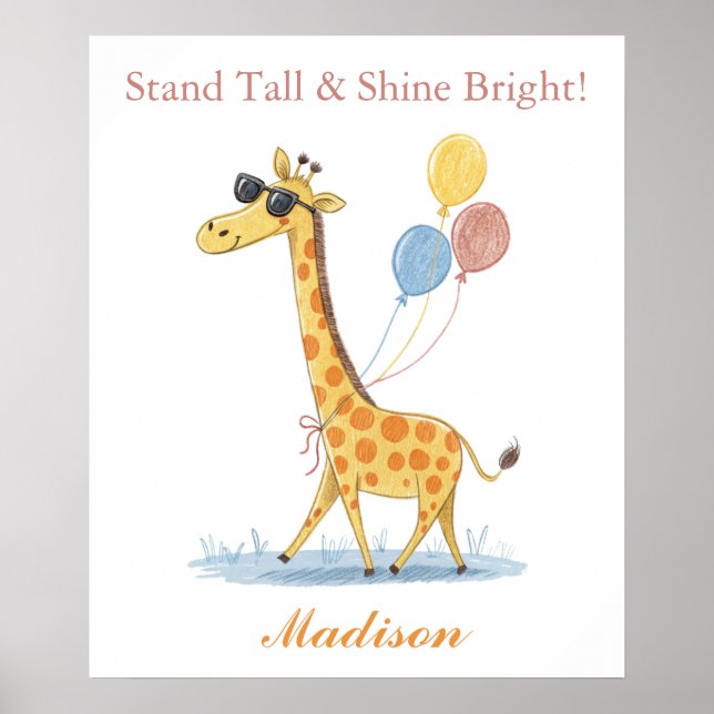 Spetfull giraffe - Nursery Cute Doodle Animal Poster (Framsidan)