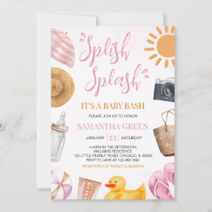 Speth Stänk Baby Bash Girl Baby Shower Inbjudningar