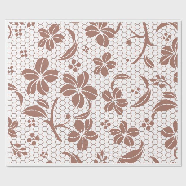 "Spets & Kronblad" Elegant Blommönsterpresent  Presentpapper (Platt)