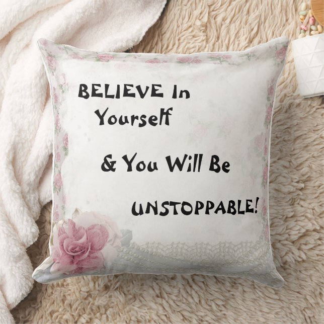 Spets- och rosa blomsterdesignad kastkudde till he kudde (Filt)