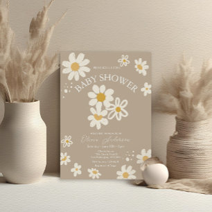 Spetsa Daisy Retro Boho Baby Shower Inbjudningar