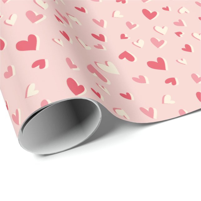 Spetsa små hjärtan i rosa shades presentpapper (Rullad Hörn)