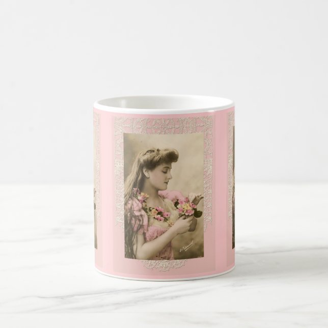 spetsar och blomsterbuketter viktoriansk dam kaffemugg (Center)