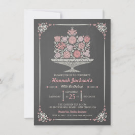 Spetsblommig födelsedagstårta Krittabord Invitatio Inbjudningar